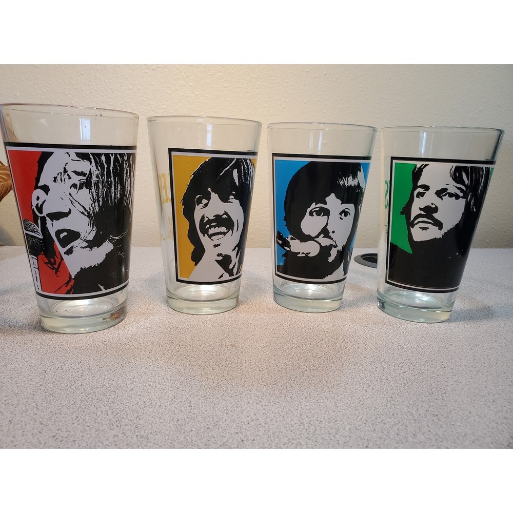 Beatles Let It Be Pint Glass Set 2011 Apple Corps John Paul George Ringo 4pc